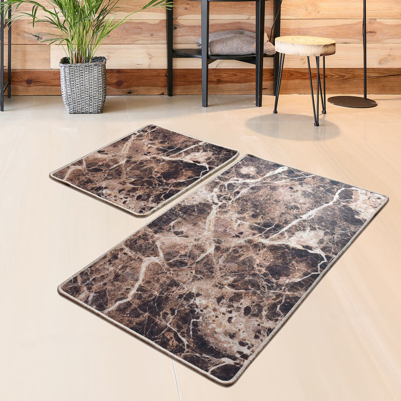 Ensemble de tapis de bain antibactérien (2 pièces), 100% polyester, 19,7 po x 23,6 po et 23,6 po x 39,4 po | Sous-tapis antidérapant, hauteur des poils: 0,4 po | Lavable à la machine, doux et durable, idéal pour la sécurité et le confort de la salle de bain