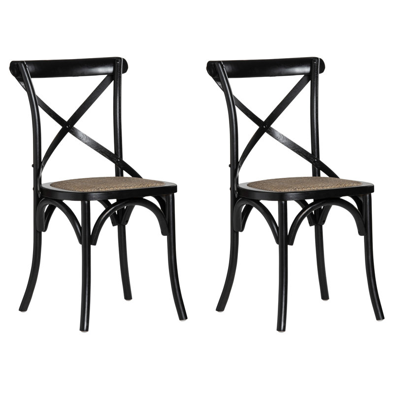 Distressed Black Cross-Back Chair