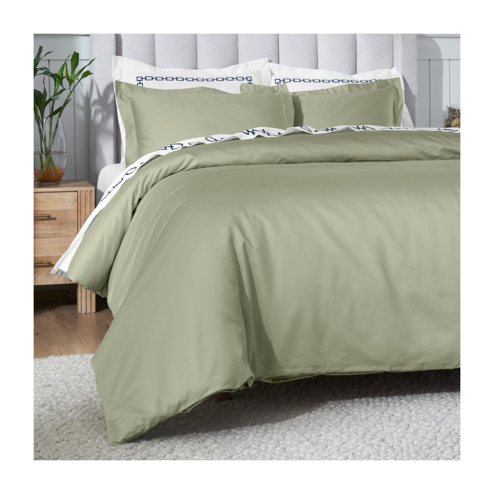 Duvet Cover Set, Sage, Twin Duvet Cover + 2 Standard Shams
