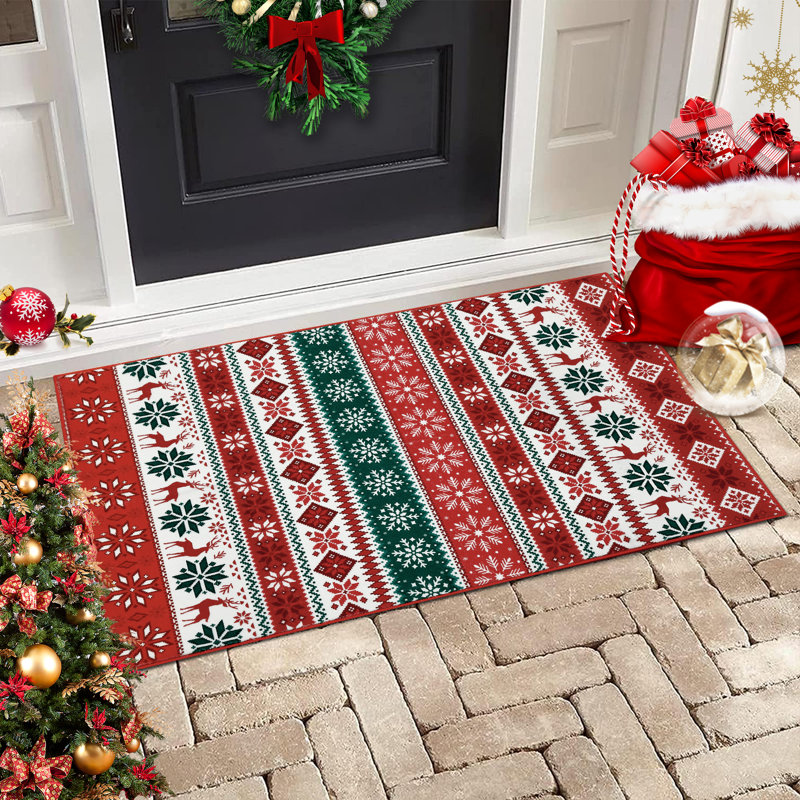 Tapis lavable Christmas Christmas, Rouge, Rectangulaire 2 pi x 3 pi
