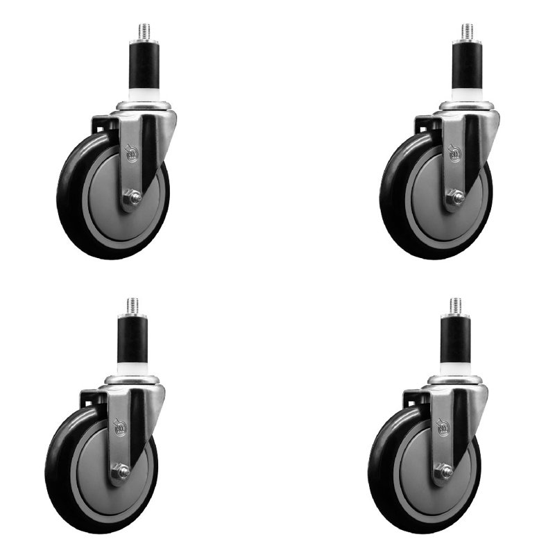 Jeu de roulettes extensibles en poly, Noir