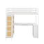 Lit mezzanine simple avec échelle, tablettes et bureau