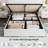 Queen Size Lift Up Storage Bed Frame with with Gold Wingback Headboard, Velvet Upholstered Bed Frame with Diamond Tufted Design & Gold Trim, Hydraulic Support, No Box Spring Needed, White-2139490648-2139490650