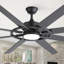 Grand ventilateur de plafond 72 po avec lumière et télécommande, 3 CC à DEL à intensité variable, moteur CC réversible à 6 vitesses, ventilateur de plafond moderne pour la chambre à coucher du salon