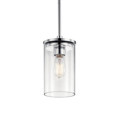 Crosby 1-Light Single Chrome Pendant with Clear Glass Shade
