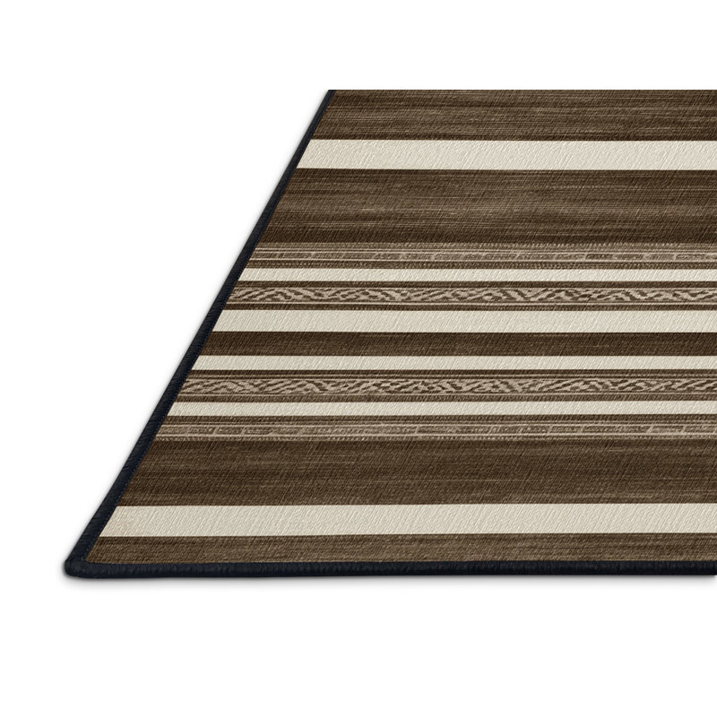  Tapis lavable rayé blanc bronze, Tapis de couloir 2 pi x 5 pi