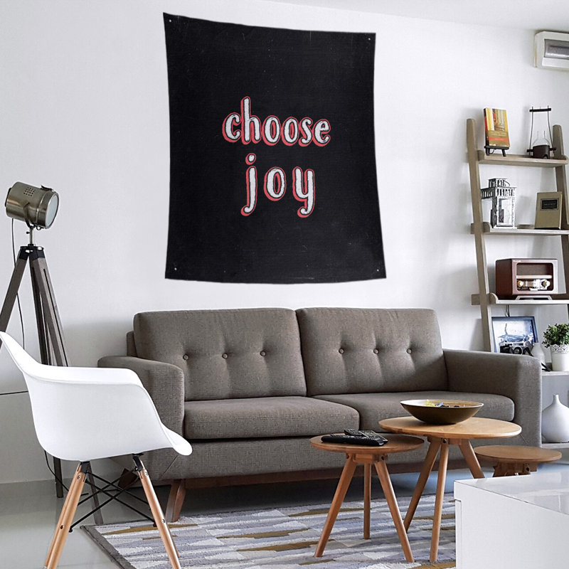 Tapisserie tableau noir en polyester choisir une citation de joie, H 36 po x l 26 po, Rouge
