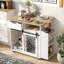 Îlot de cuisine mobile moderne avec un tiroir, une armoire avec portes coulissantes, une tablette ouverte, des tablettes latérales et un abattant