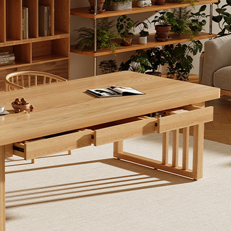Table multifonctionnelle en bois de frêne brun, H 29,52 po x L 70,86 po x l 31,49 po