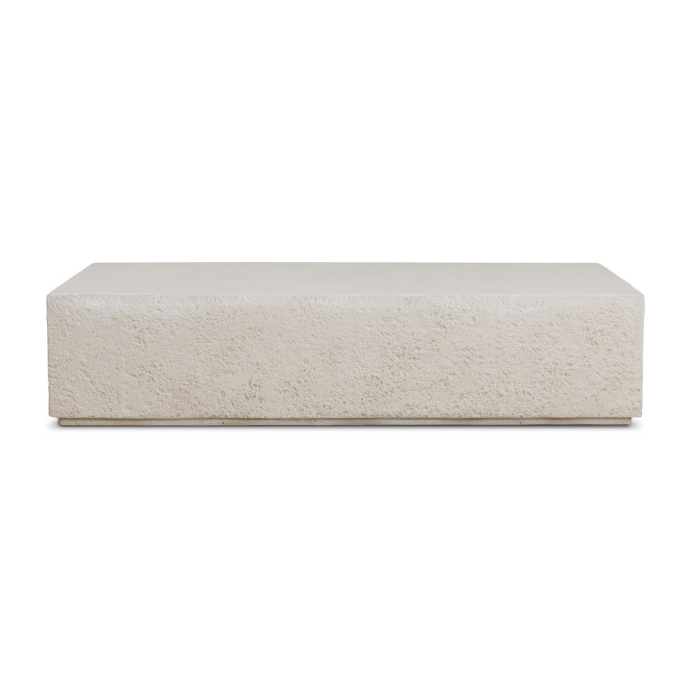 Aubrey 65'' Concrete Outdoor Coffee Table, Blanc White