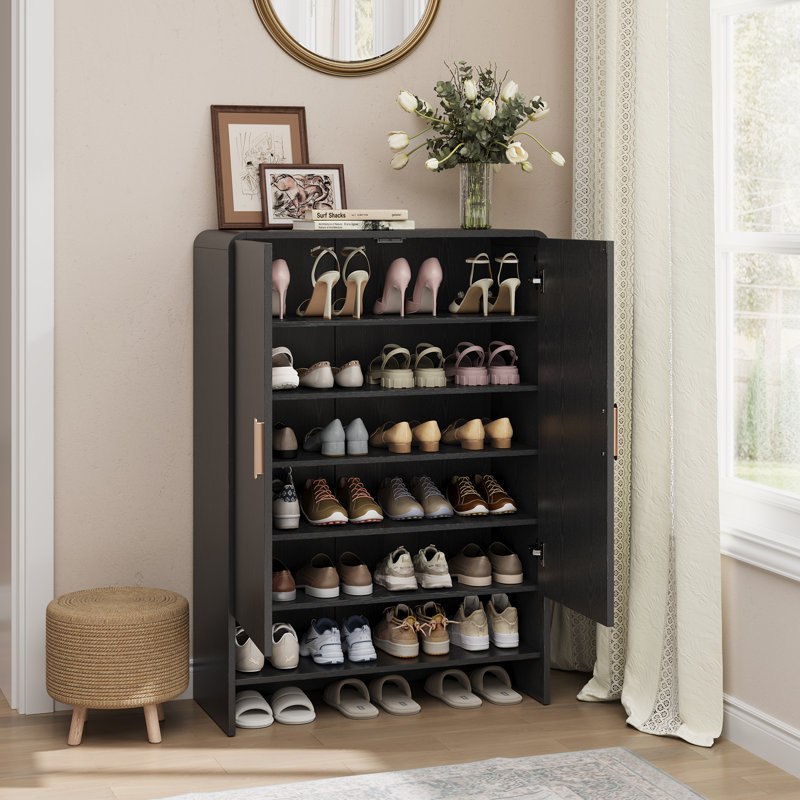 24-Pair Shoe Storage Cabinet, Black