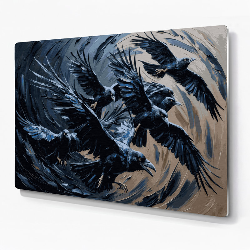 Halloween, corbeaux et corbeaux, art mural gris en métal, H 16 po x l 20 po