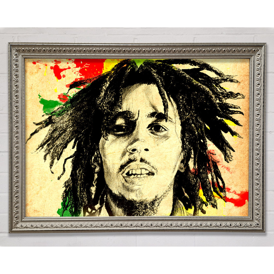 Gerahmtes Wandbild Bob Marley Splash Colour