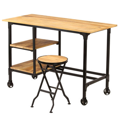 Feller Solid Wood Steel Writing Desk