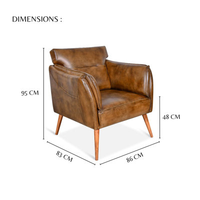 Upholstered Top Grain Leather Armchair
