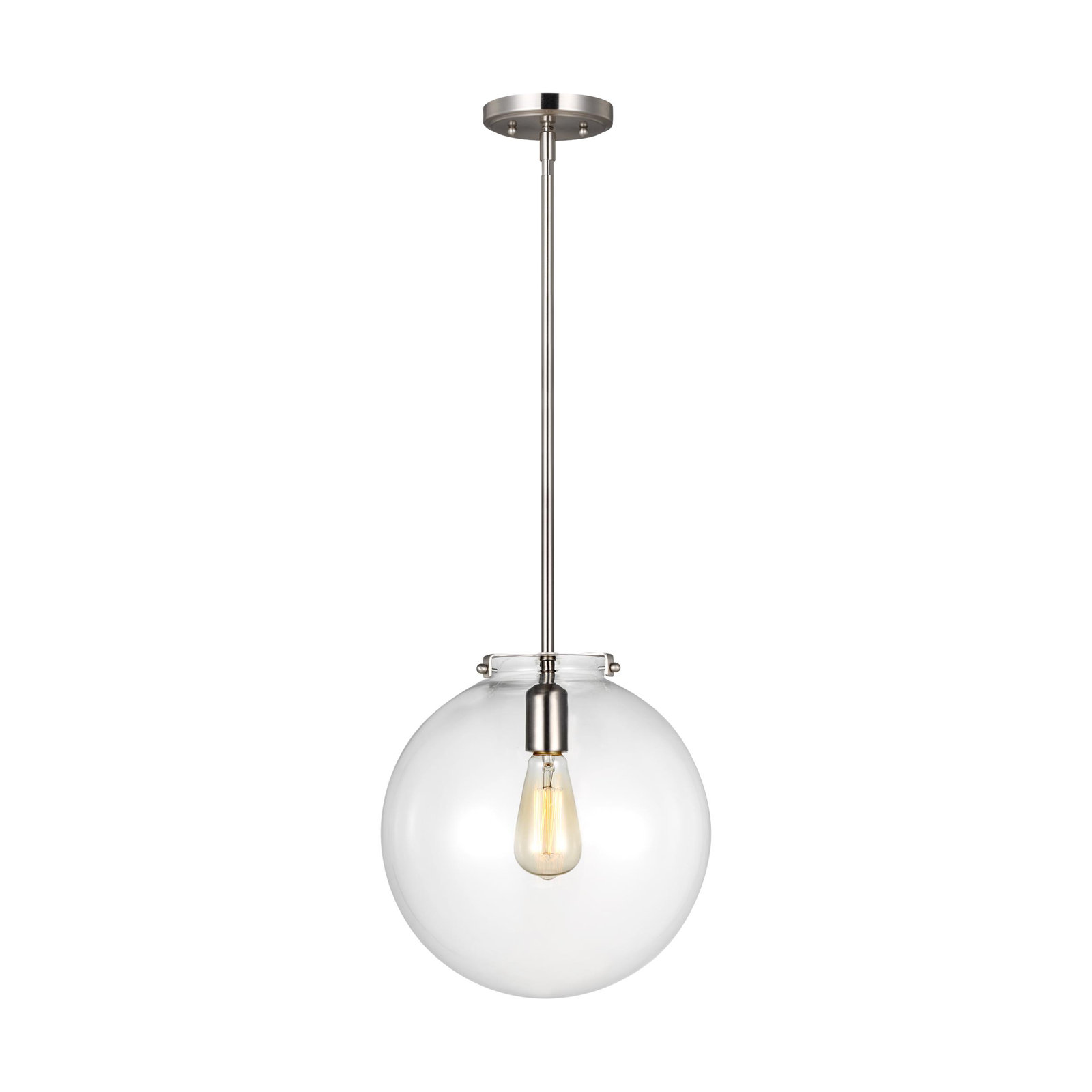 Catryn Single Light Glass Dimmable Pendant, Brushed Nickel