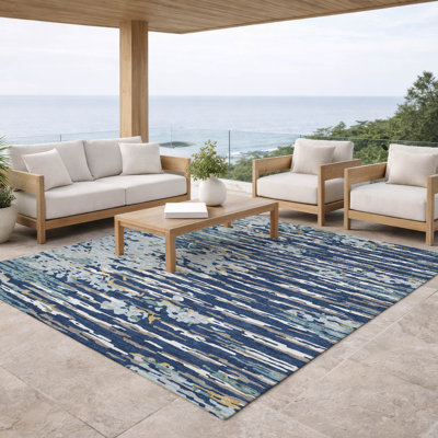 Machine Washable Indoor/Outdoor Chantille ACN2839 Abstract Rug