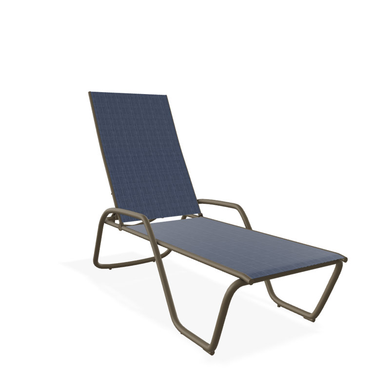 Outdoor Rust-Resistant Metal Chaise Lounge, Textured Beachwood, Mavi