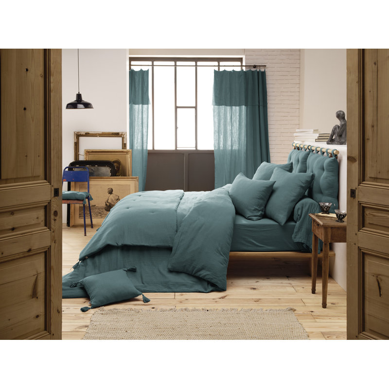 Knopp Cotton Solid Colour Duvet Cover, Blue, Super King Duvet Cover