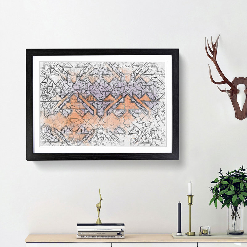 Mosaic Angles in Abstract - Picture Frame Graphic Art Print, 48cm H x 65cm W x 2cm D, Black Framed