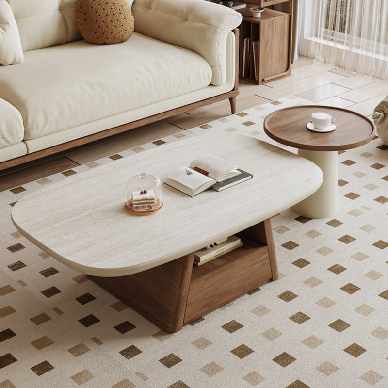 Table basse ovale simple et multifonctionnelle, Blanc