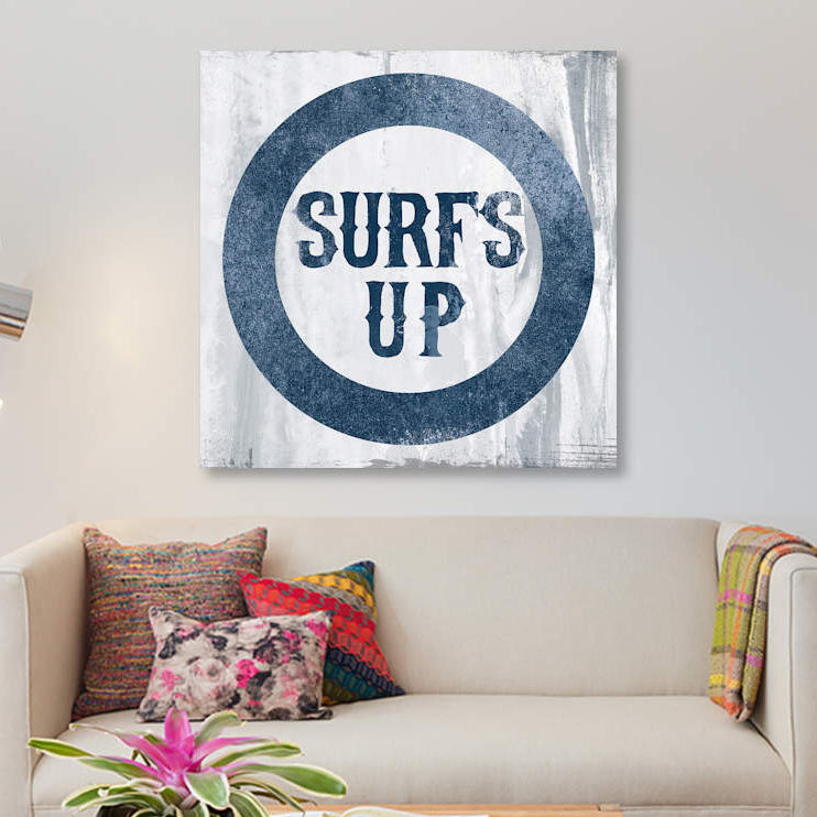 « surf », art textuel sur toile, H 12 po x l 12 po x P 1,5 po, Pas de tapis, Toile tendue