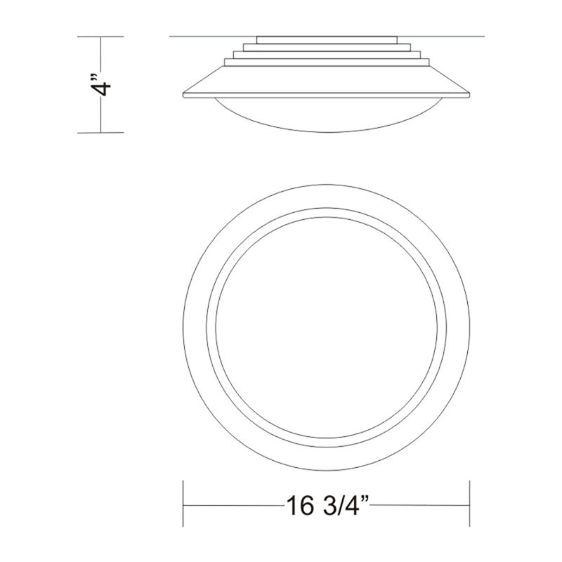 Tekna 1 - Light Simple Circle Flush Mount, White, Opal Acrylic, 4" H x 16.75" W x 11.75" D