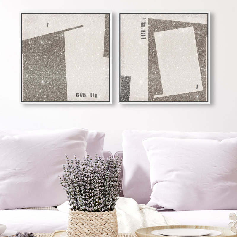 Structural Set Set by Oliver Gal, 17"H x 17"W, White Floater Frame