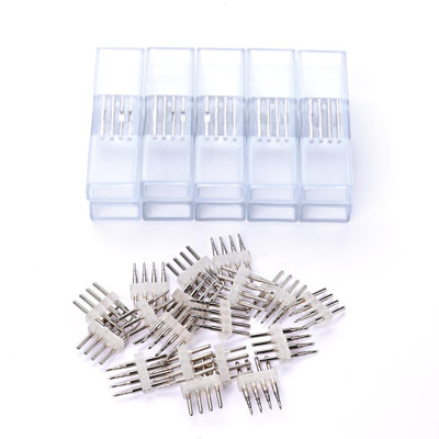 Croxton DELight DEL-P03 10 Pack 4 Pin Connectors Accessories for 8mmx18mm Multicolor RGB LED Neon Rope Lights Models DEL-D50R, DEL-D100R, DEL-D150R