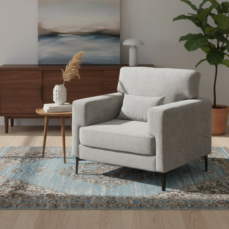 Oversized Accent Chair With Metal Legs,comfy Armchair And A Half, Gray, 2
