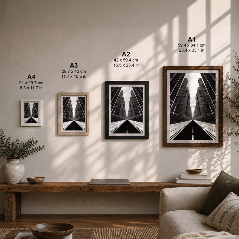 Urban Canyon Modern - Framed Print, A4 - 29.7 x 21.0 cm, Black