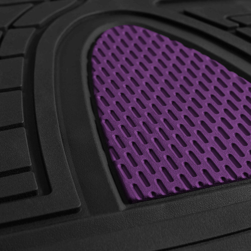 Premium Tall Channel Trimmable Non-Slip Rubber Floor Mats Full Set, Purple