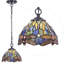 Petit luminaire suspendu en verre coloré Tiffany-1686814396