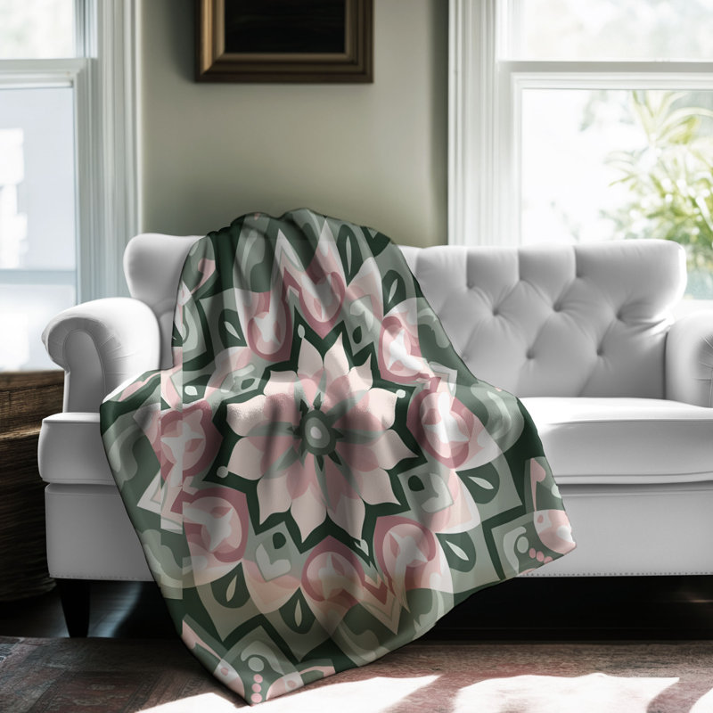 Jeté Mandala Mirage - 1 pièce Sherpa Premium, Grand lit