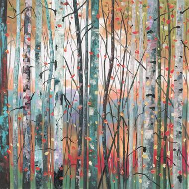 NEW PAINTING Colourful Spring Forest Birch and Aspen Tree Painting