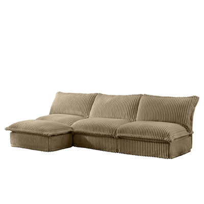Versatile Armless Sectional Sofa with Reversible Ottoman for Ultimate Comfort