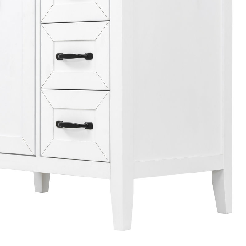30" White Bathroom Vanity with Ceramic Sink