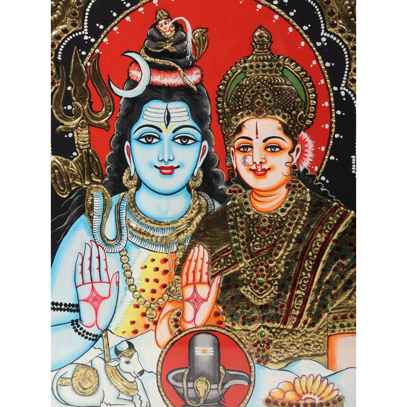 Peinture encadrée «Shiva Parvati Tanjore»