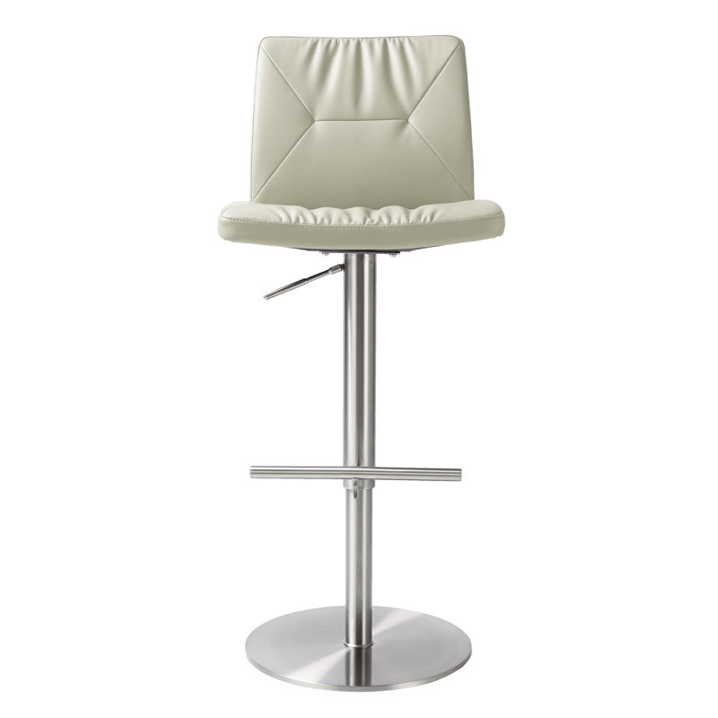 Upholstered Counter Stool with Metal Frame, Light Grey