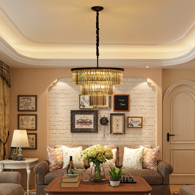 Lustres en cristal pour luminaires de salle à manger, lustres modernes à 12 lumières pour la chambre à coucher, luminaires ronds en cristal à 3 niveaux pour l'entrée du salon, ampoules non incluses