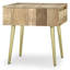 Jager 22"W Solid Mango Wood Mid-Century Modern Side Table with Brass Inlay
