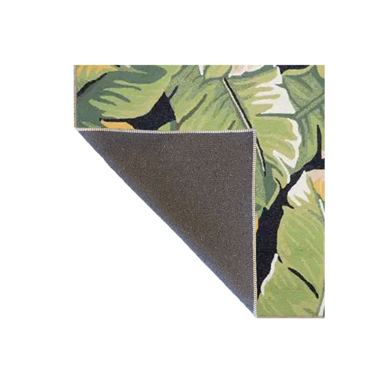 Tapis tissé noir à motif de feuilles lavables, Sous-tapis rectangulaire 2 pi 6 po x 4 pi 11 po