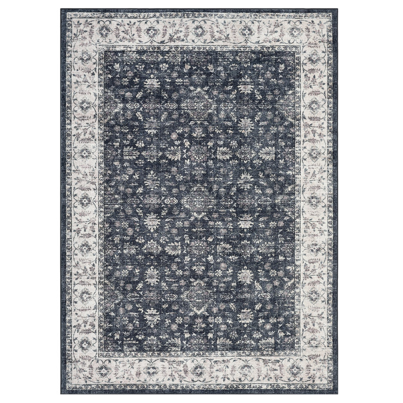 Vintage Boho Area Rug Washable Soft Carpet with Non-Slip Backing – Modern Design for Living Room, Bedroom, Dining Room, Nursery, Office, Farmhouse