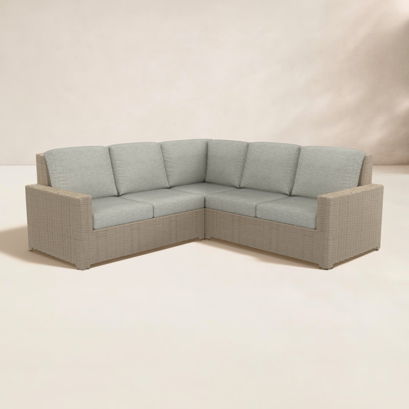 Henri Outdoor Patio Sectional Seating Group With Sunbrella Cushions, Canvas Granite