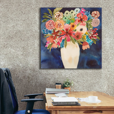 «Floral Beauty 2» par Cheryl Warrick, art mural sur toile, 37 po x 37 po