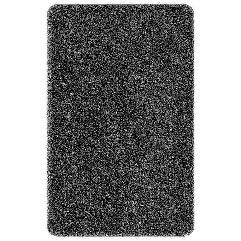 Microfiber Small Bath Mat Rectangular Contemporary, Grey