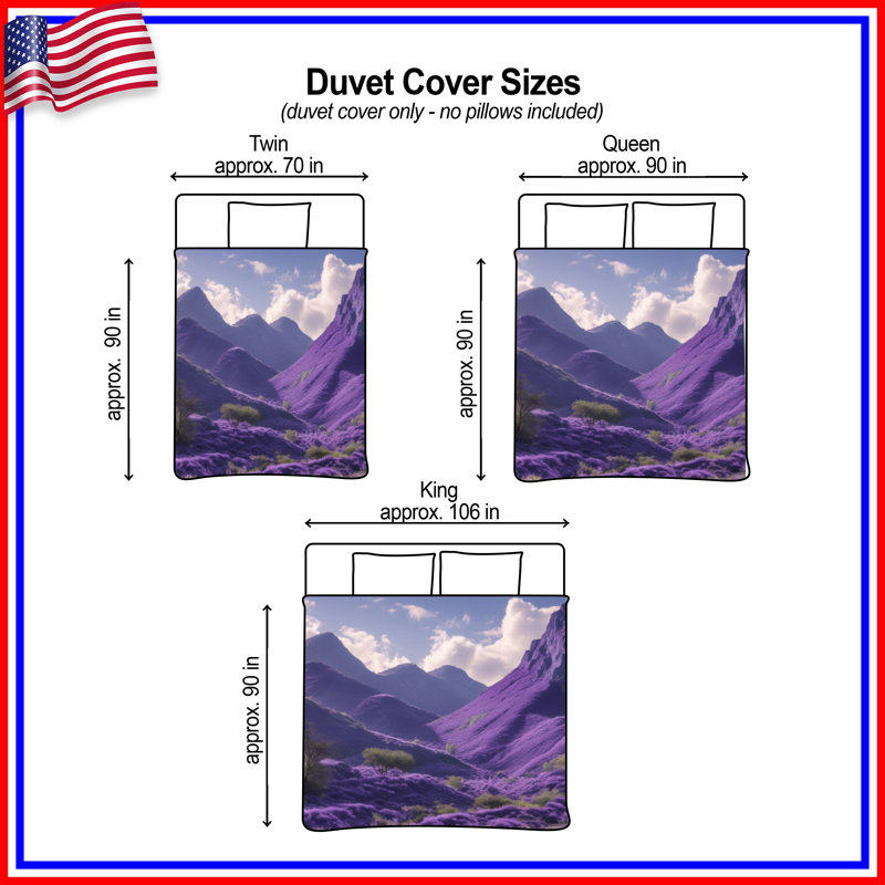 Housses de couette Lavender Mountain Landscape, Grand lit