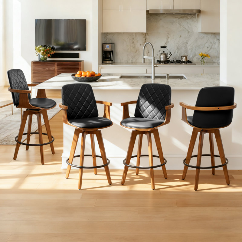 Tabourets pivotants (ensemble de 4), Tabouret de comptoir (siège d'une hauteur de 26,3, Noir