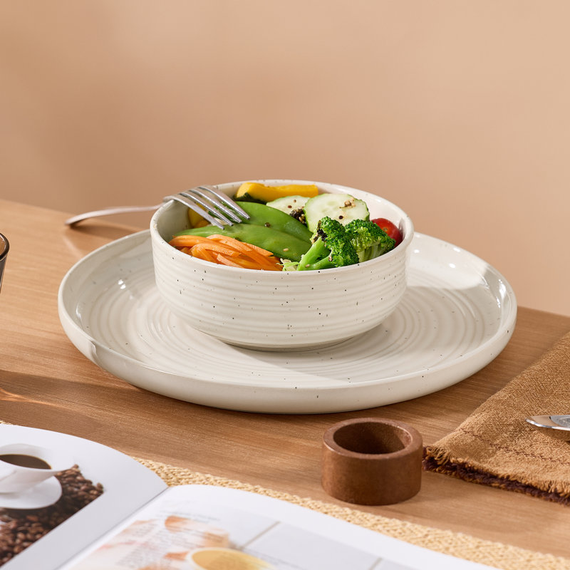Constellation Plates And Bowls Sets, 24 Piece Dinnerware Sets,Beige, Beige