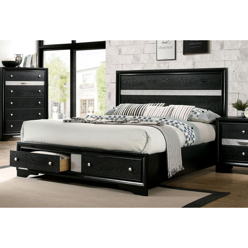 1pc lit grand contemporain noir 1pc